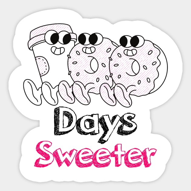 100 Days Sweeter - Cute Donuts Sticker by HAPPY GIFTS K